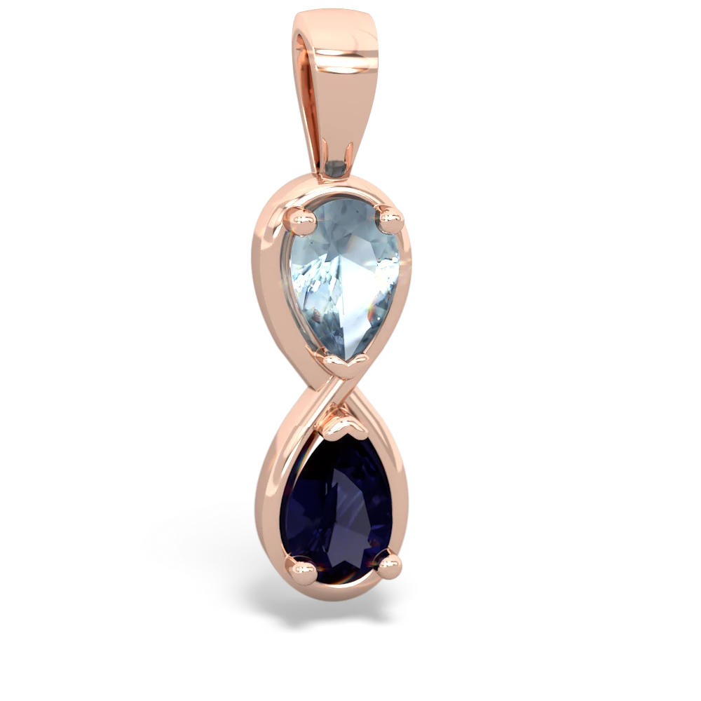 Aquamarine Infinity 14K Rose Gold pendant P5050