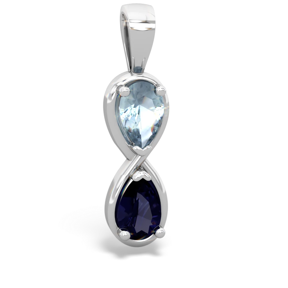 Aquamarine Infinity 14K White Gold pendant P5050