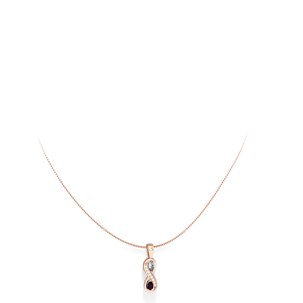 Aquamarine Diamond Infinity 14K Rose Gold pendant P5390