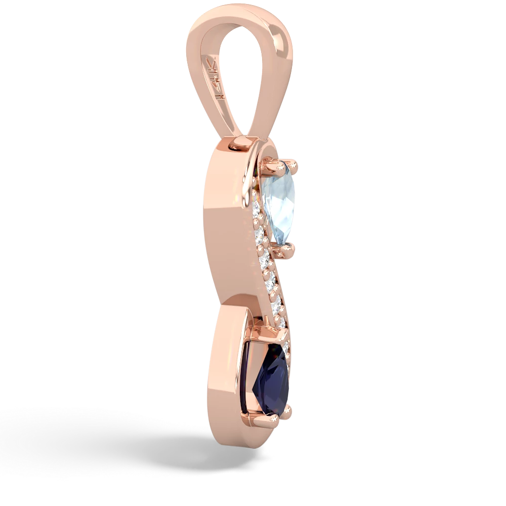 Aquamarine Diamond Infinity 14K Rose Gold pendant P5390