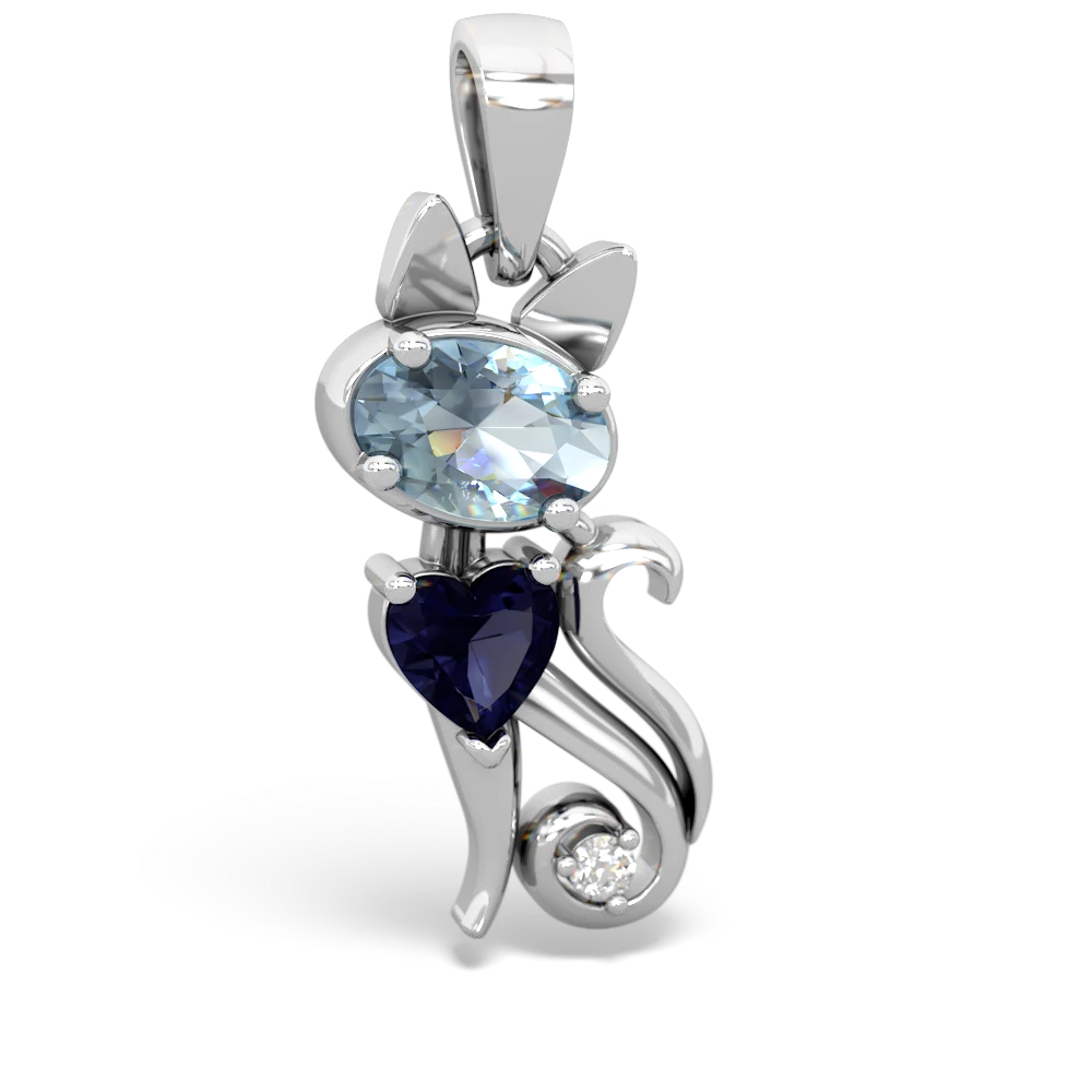 Aquamarine Kitten 14K White Gold pendant P5780