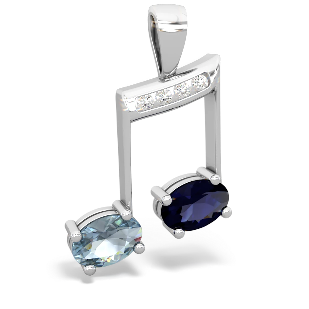 Aquamarine Color Of Music 14K White Gold pendant P3334