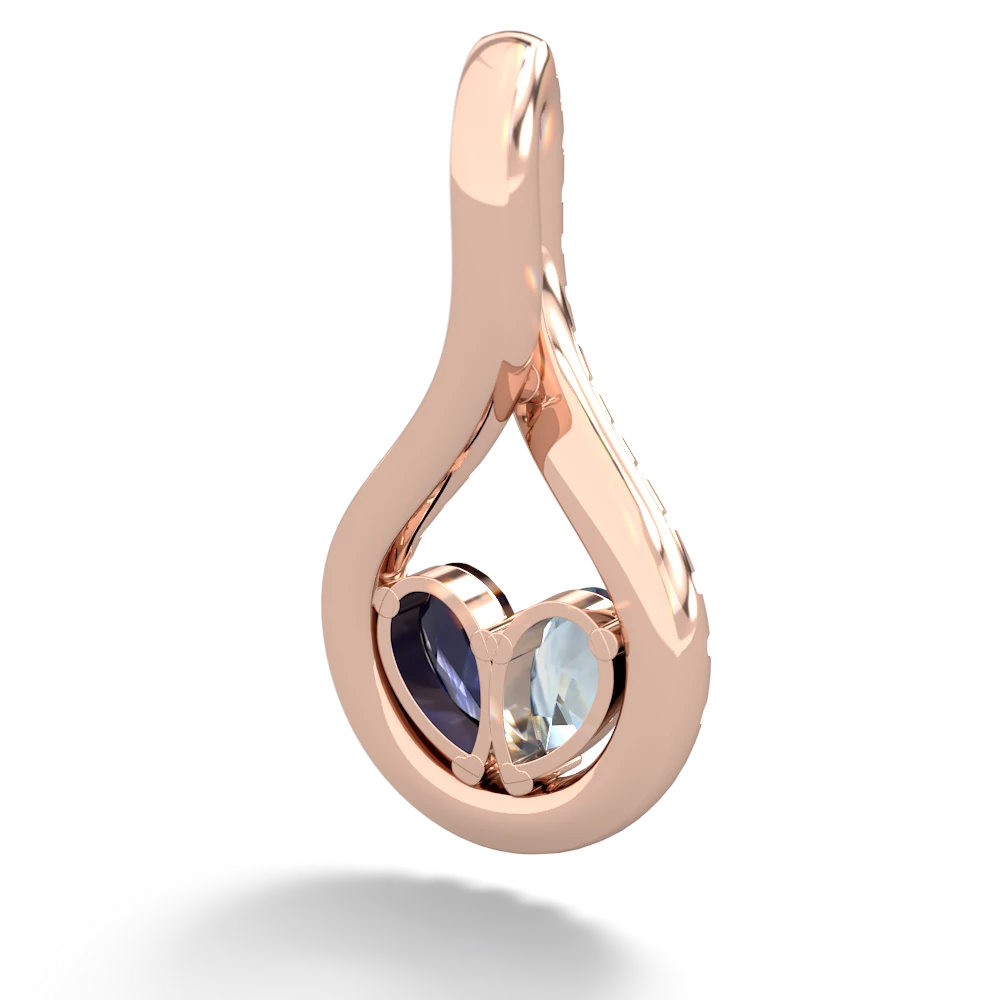 Aquamarine Pave Twist 'One Heart' 14K Rose Gold pendant P5360