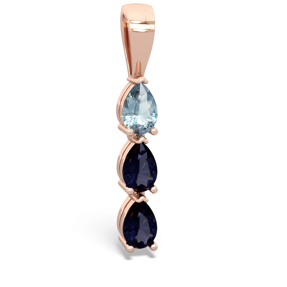 Aquamarine Dew Drops 14K Rose Gold pendant P2251