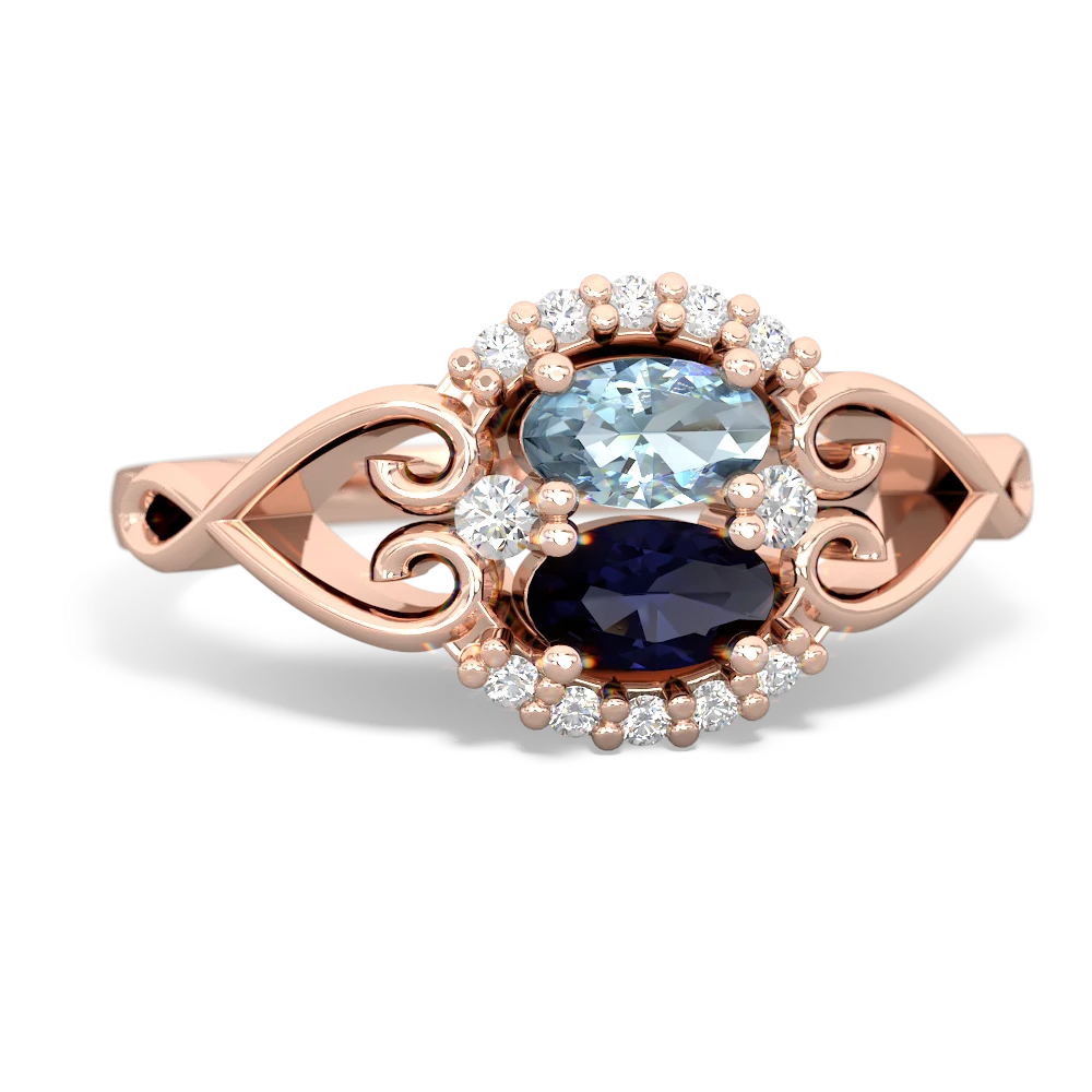 Aquamarine Love Nest 14K Rose Gold ring R5860