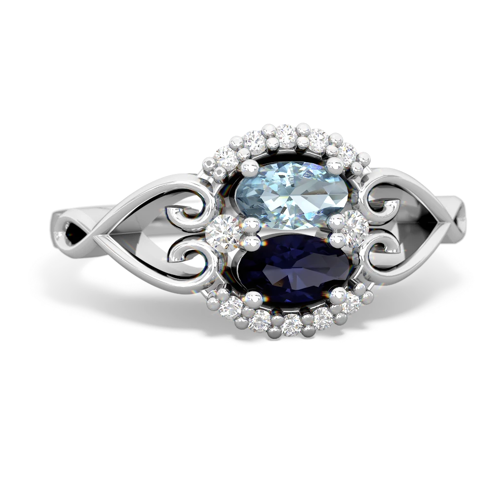 Aquamarine Love Nest 14K White Gold ring R5860