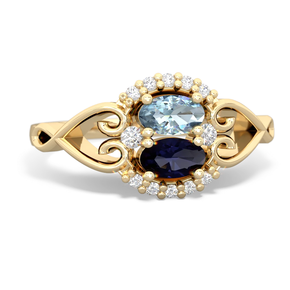 Aquamarine Love Nest 14K Yellow Gold ring R5860