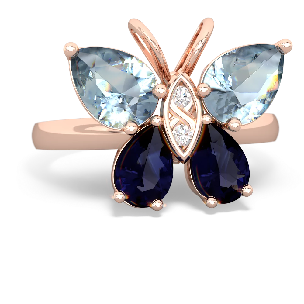 Aquamarine Butterfly 14K Rose Gold ring R2215