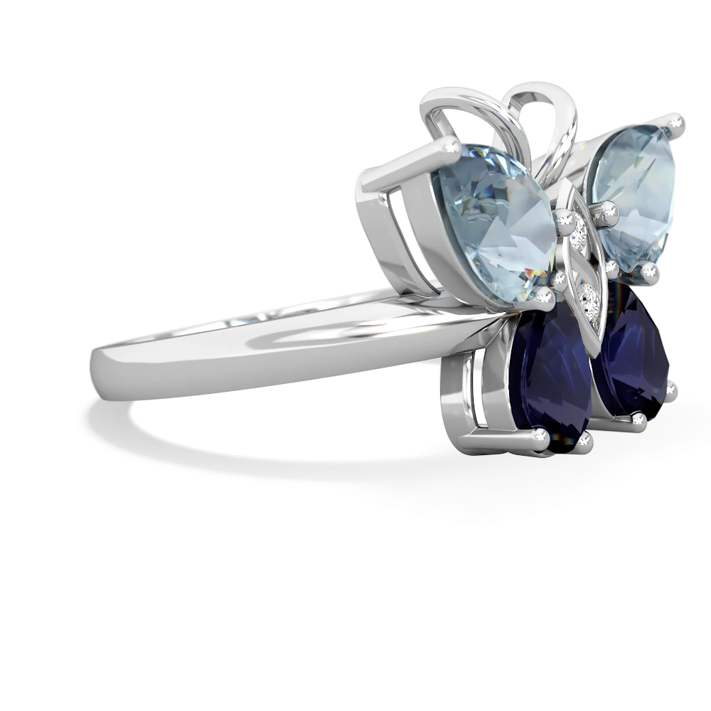 Aquamarine Butterfly 14K White Gold ring R2215