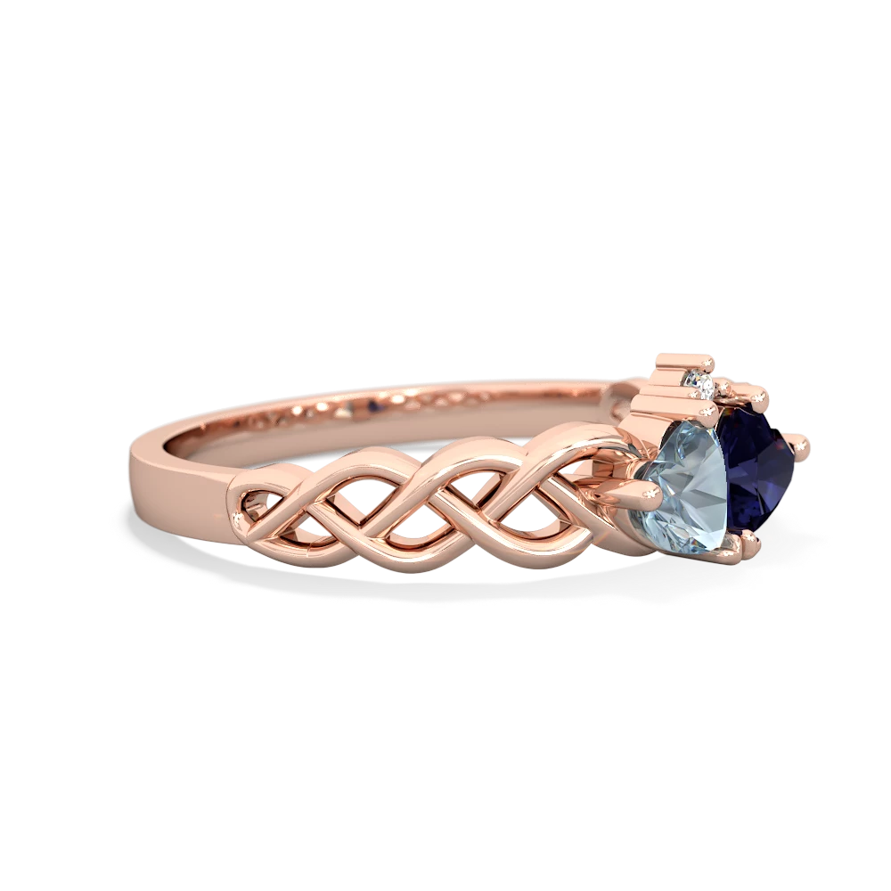 Aquamarine Heart To Heart Braid 14K Rose Gold ring R5870