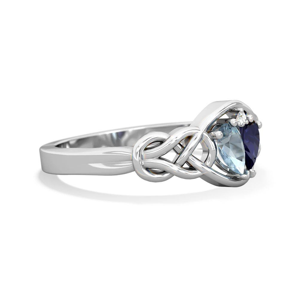 Aquamarine Celtic Love Knot 14K White Gold ring R5420