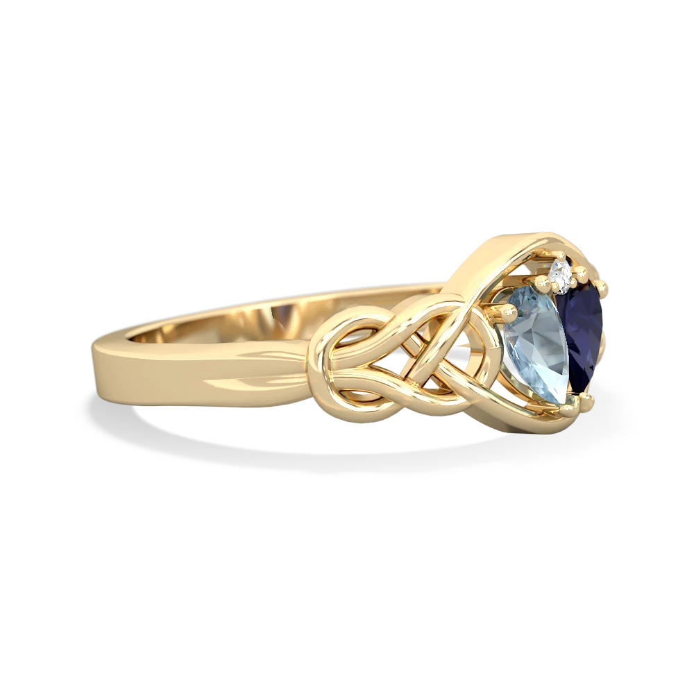 Aquamarine Celtic Love Knot 14K Yellow Gold ring R5420