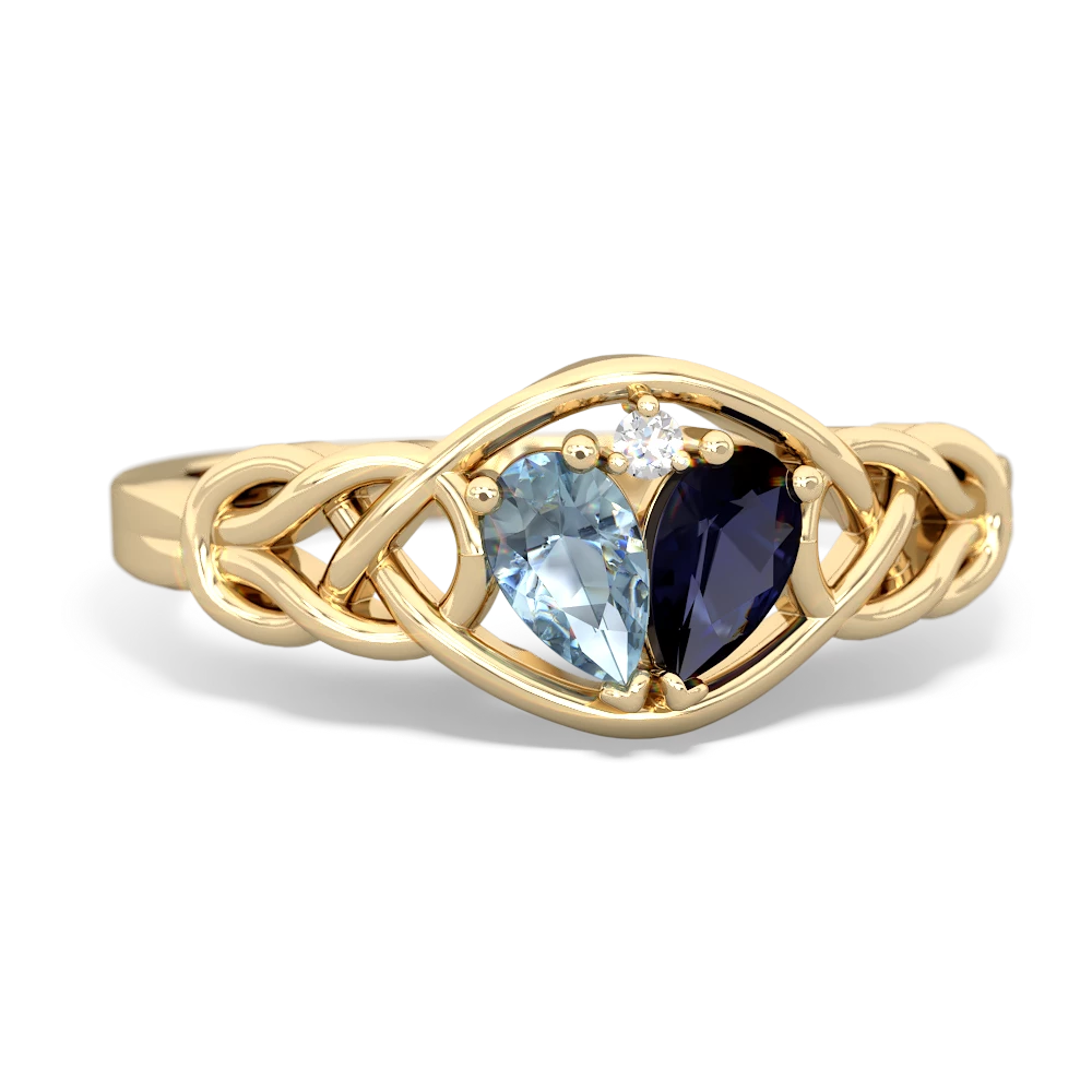 Aquamarine Celtic Love Knot 14K Yellow Gold ring R5420