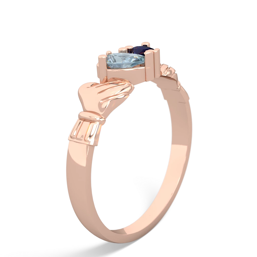 Aquamarine 'Our Heart' Claddagh 14K Rose Gold ring R2388