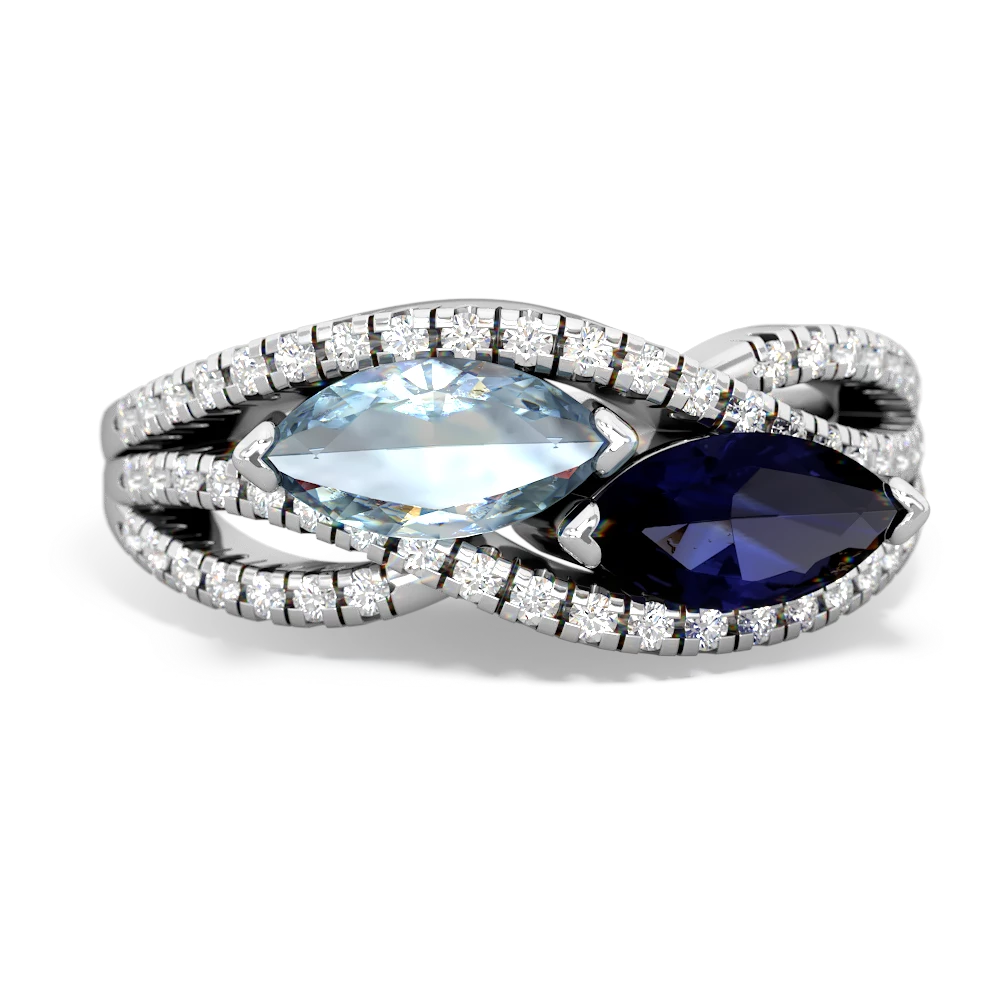 Aquamarine Diamond Rivers 14K White Gold ring R3070