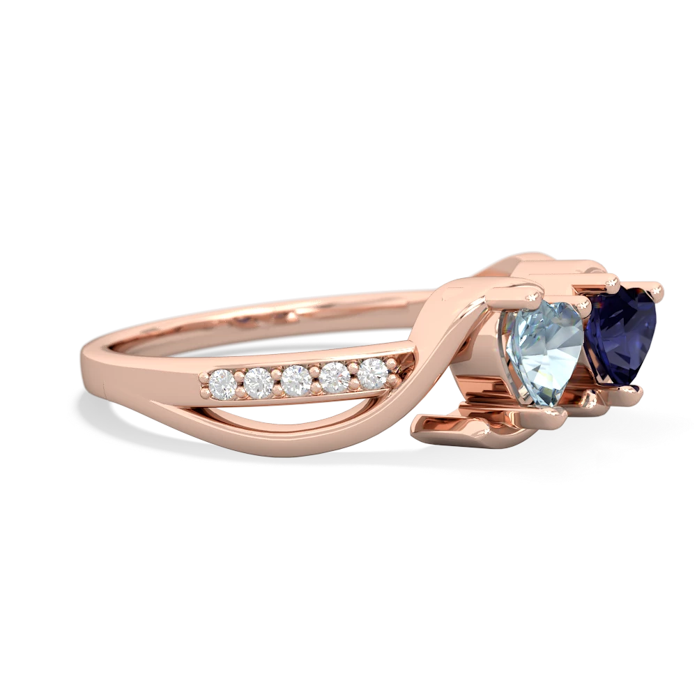 Aquamarine Side By Side 14K Rose Gold ring R3090