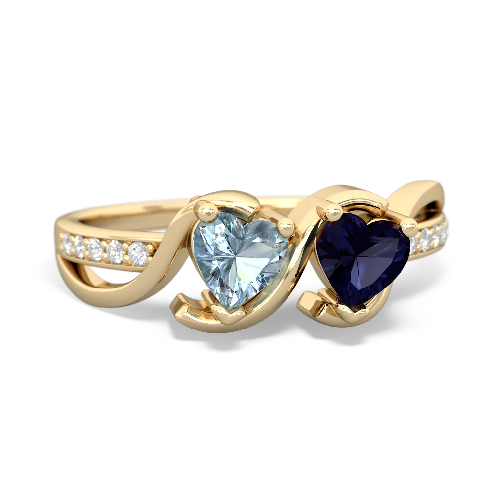 Aquamarine Side By Side 14K Yellow Gold ring R3090