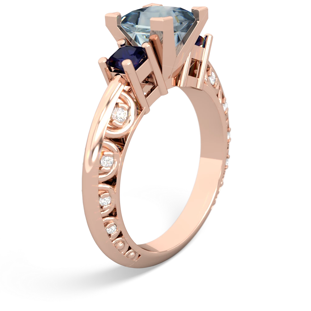 Aquamarine Eternal Embrace Engagement 14K Rose Gold ring C2001