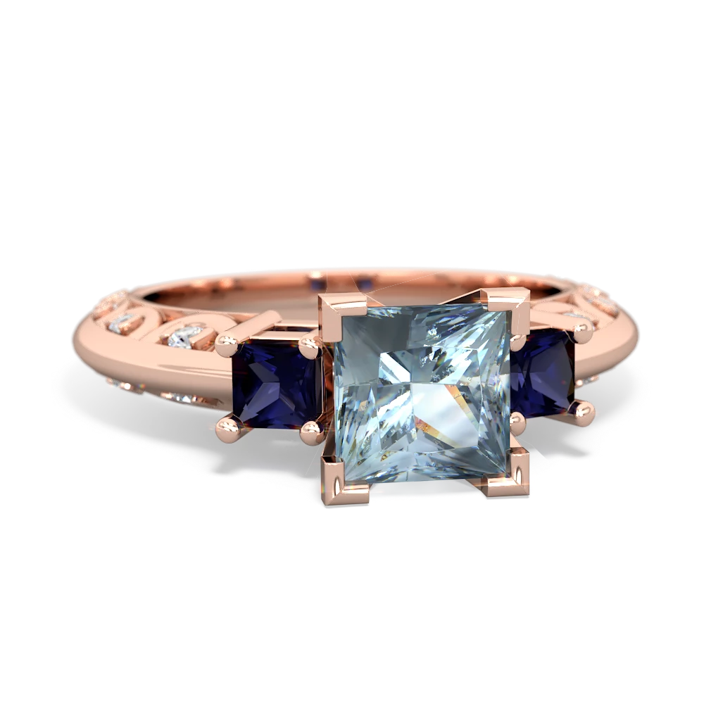 Aquamarine Eternal Embrace Engagement 14K Rose Gold ring C2001