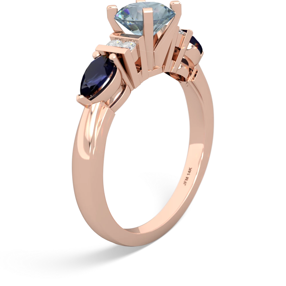 Aquamarine 6Mm Round Eternal Embrace Engagement 14K Rose Gold ring R2005