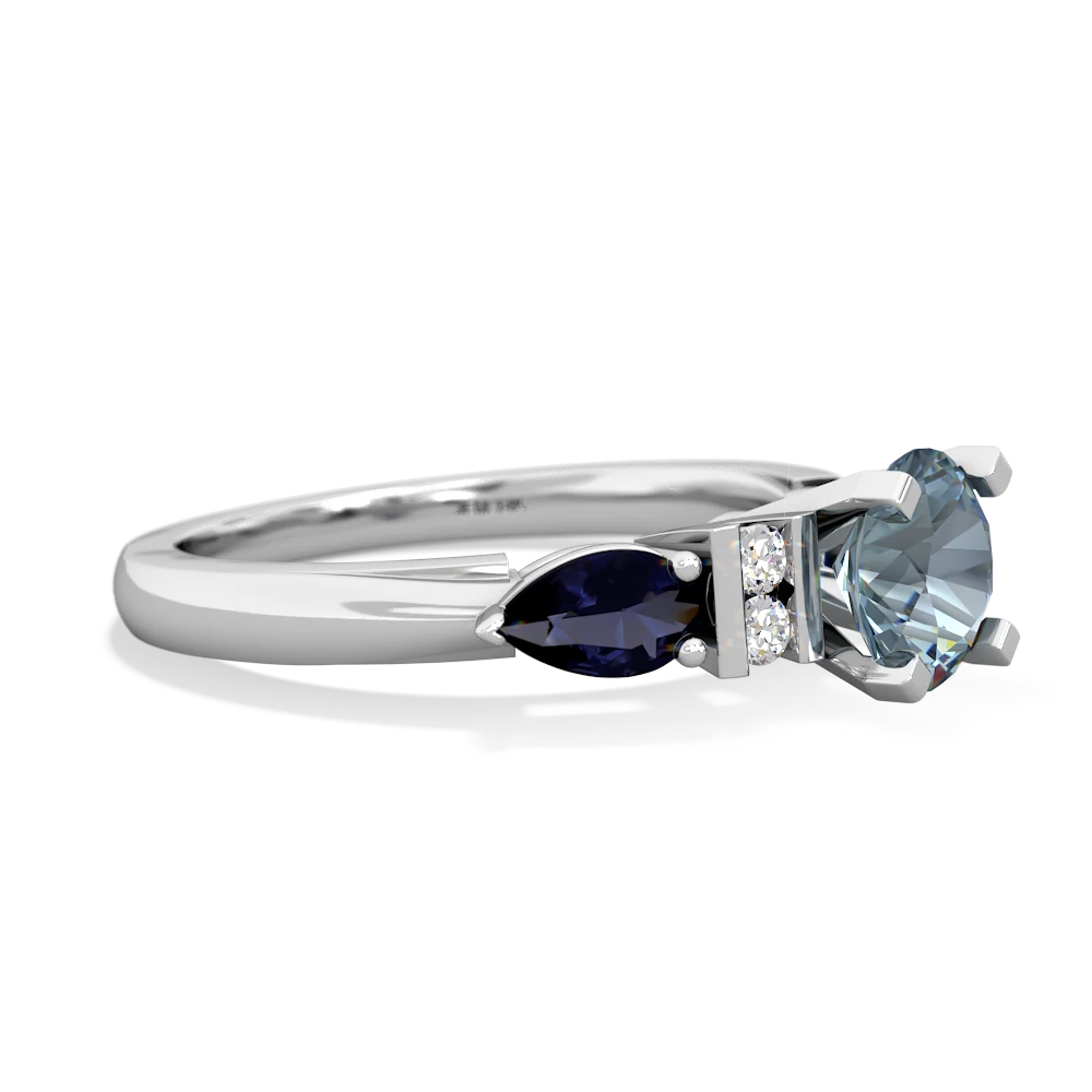 Aquamarine 6Mm Round Eternal Embrace Engagement 14K White Gold ring R2005