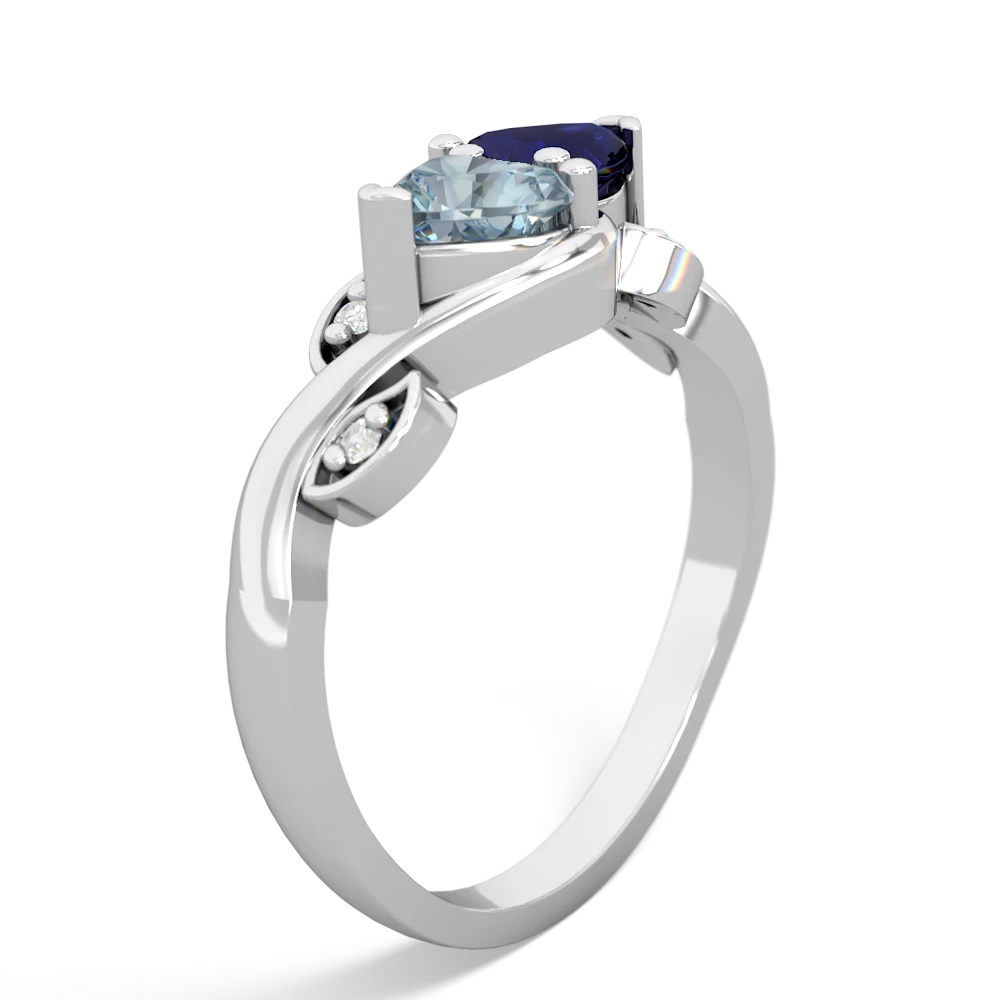 Aquamarine Floral Elegance 14K White Gold ring R5790