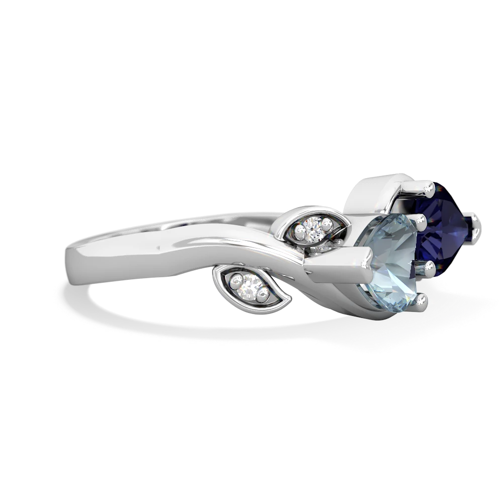 Aquamarine Floral Elegance 14K White Gold ring R5790