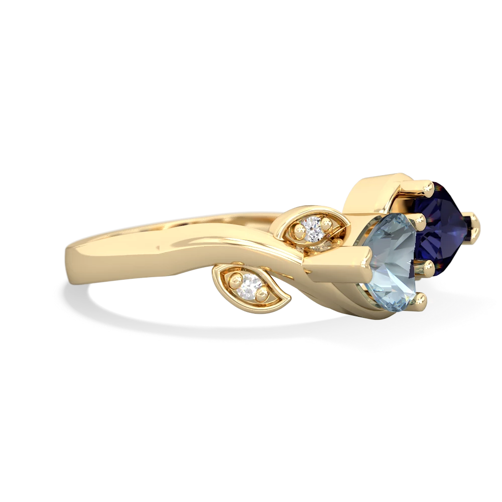 Aquamarine Floral Elegance 14K Yellow Gold ring R5790