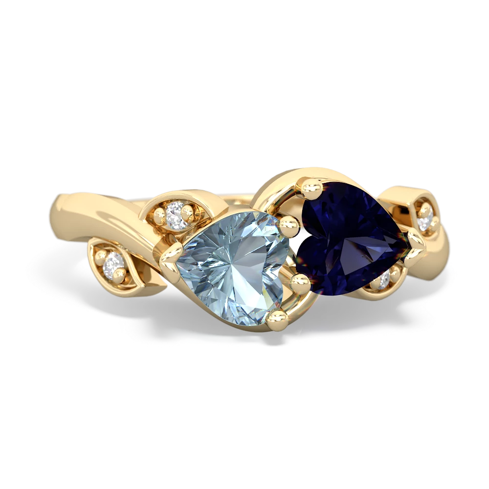 Aquamarine Floral Elegance 14K Yellow Gold ring R5790