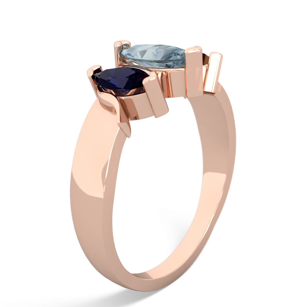 Aquamarine Three Peeks 14K Rose Gold ring R2433