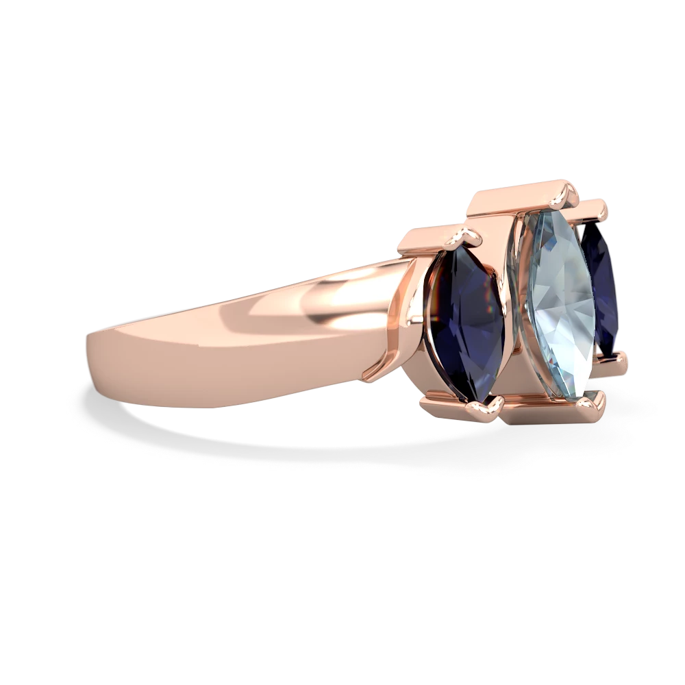 Aquamarine Three Peeks 14K Rose Gold ring R2433