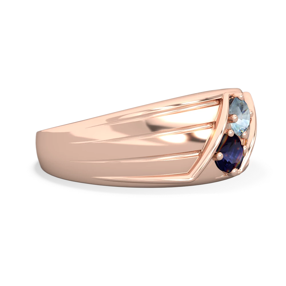 Aquamarine Men's Streamline 14K Rose Gold ring R0460