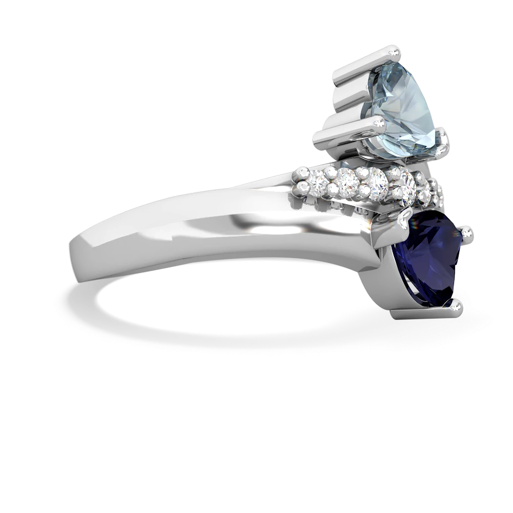 Aquamarine Heart To Heart 14K White Gold ring R2064