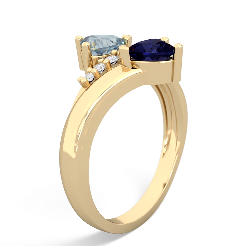 Aquamarine Heart To Heart 14K Yellow Gold ring R2064