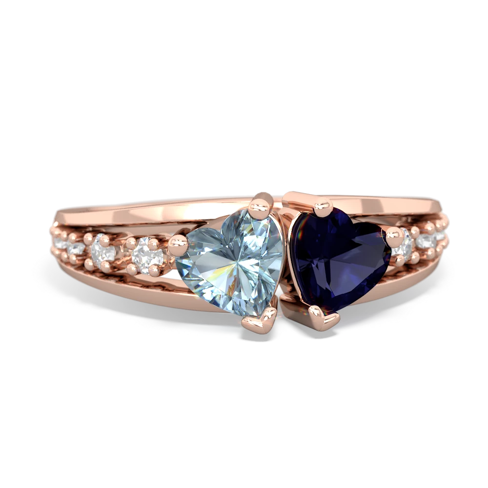 Aquamarine Heart To Heart 14K Rose Gold ring R3342