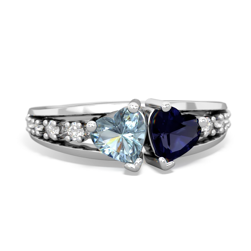 Aquamarine Heart To Heart 14K White Gold ring R3342