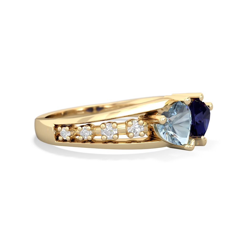 Aquamarine Heart To Heart 14K Yellow Gold ring R3342