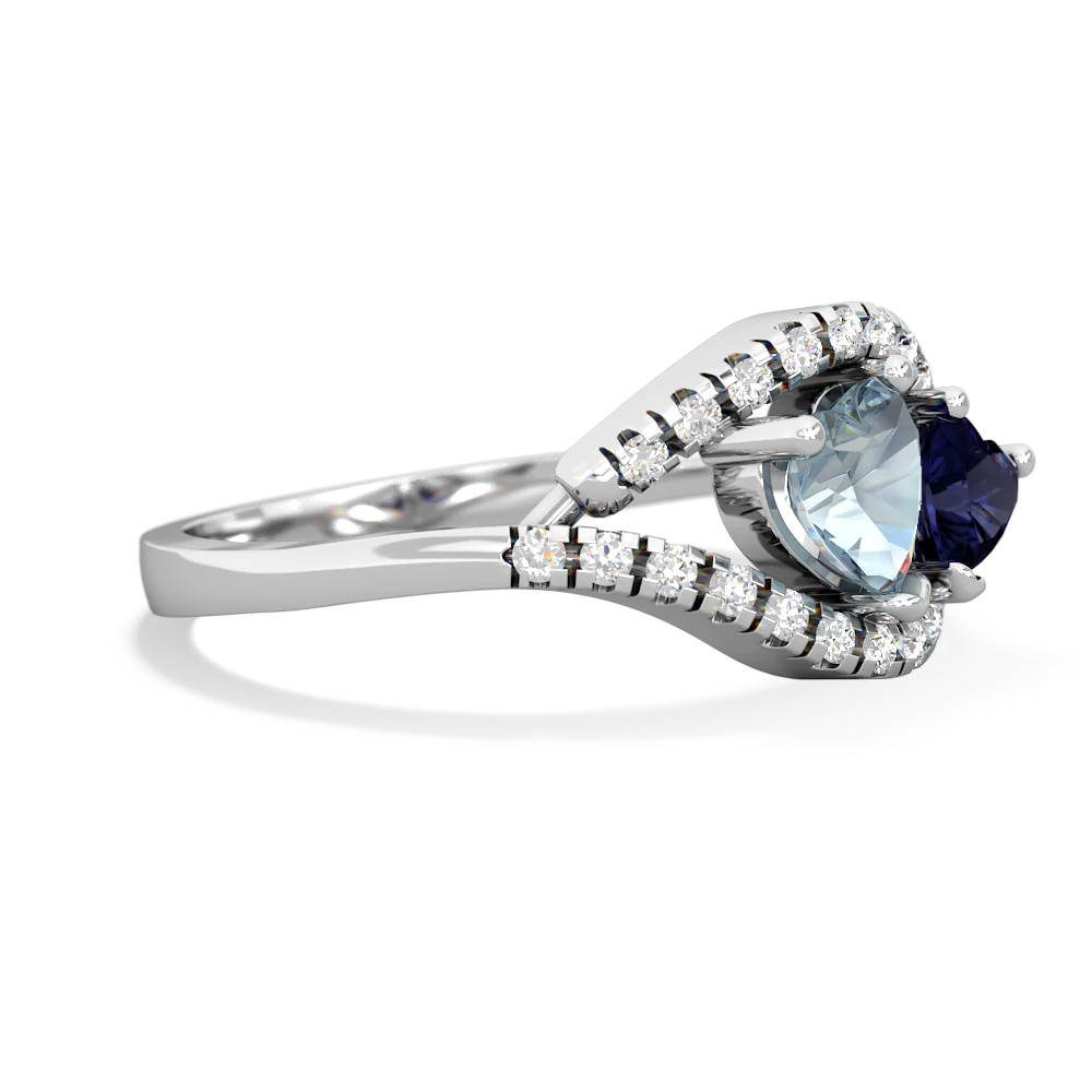 Aquamarine Mother And Child 14K White Gold ring R3010