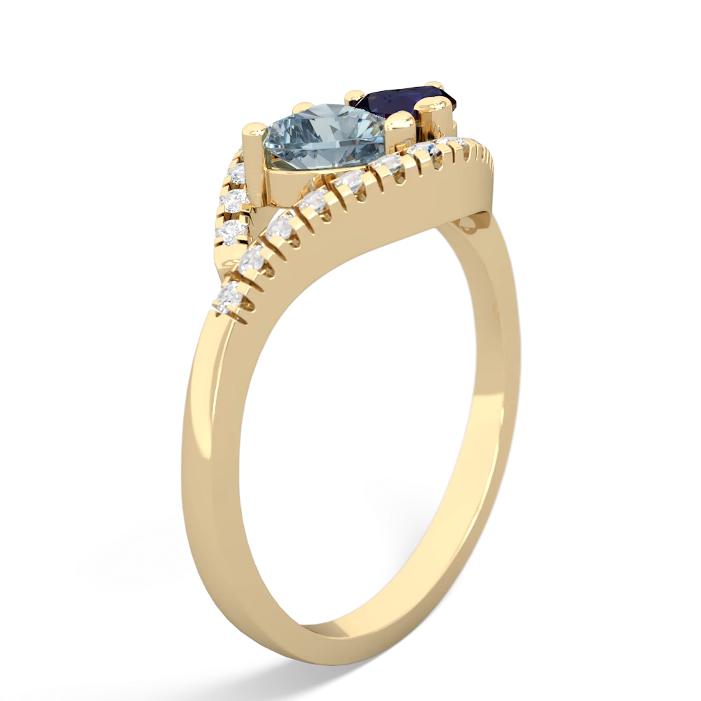 Aquamarine Mother And Child 14K Yellow Gold ring R3010