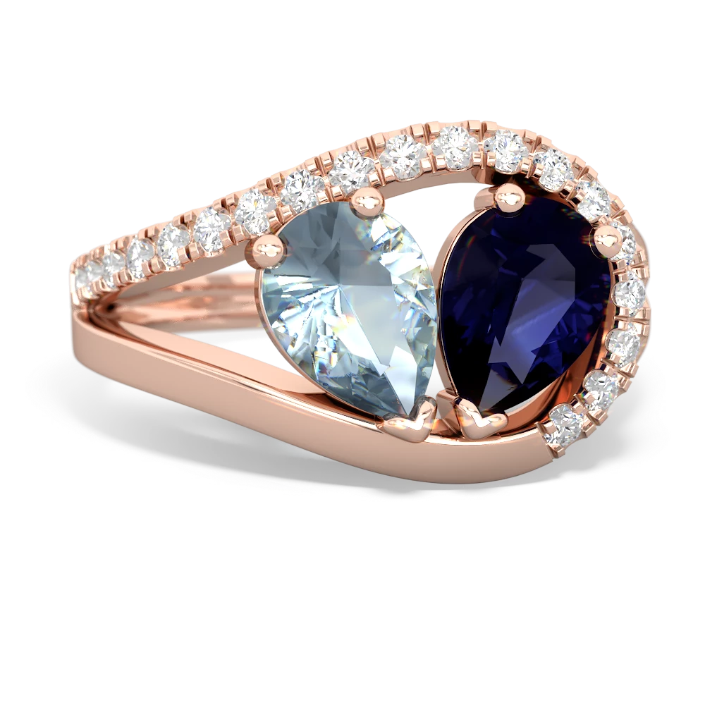 Aquamarine Nestled Heart Keepsake 14K Rose Gold ring R5650