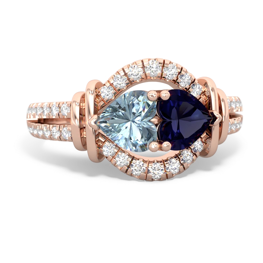 Aquamarine Art-Deco Keepsake 14K Rose Gold ring R5630