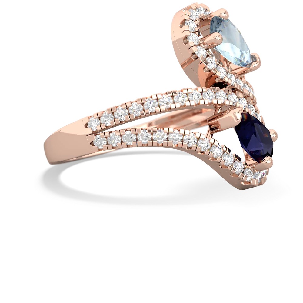 Aquamarine Diamond Dazzler 14K Rose Gold ring R3000