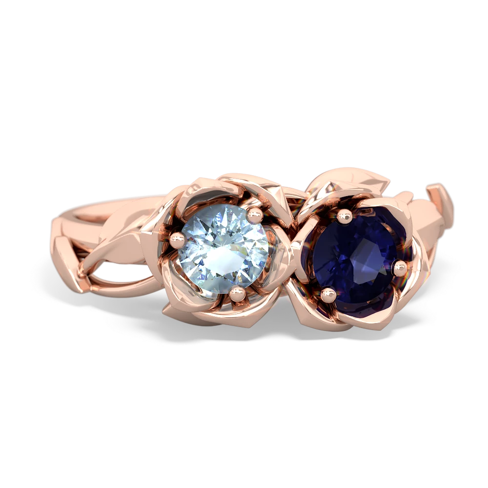 Aquamarine Rose Garden 14K Rose Gold ring R5510