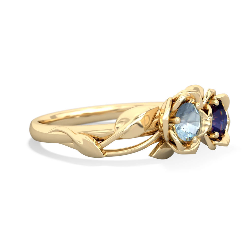 Aquamarine Rose Garden 14K Yellow Gold ring R5510