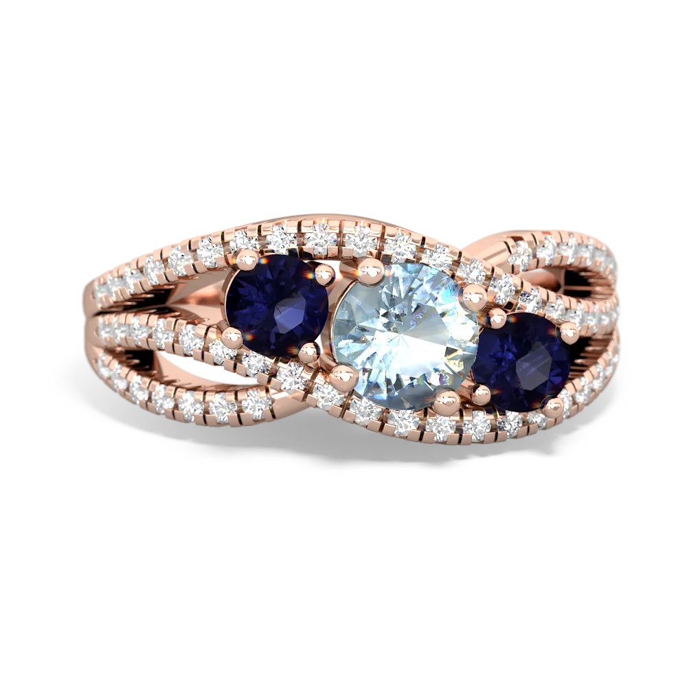 Aquamarine Three Stone Aurora 14K Rose Gold ring R3080