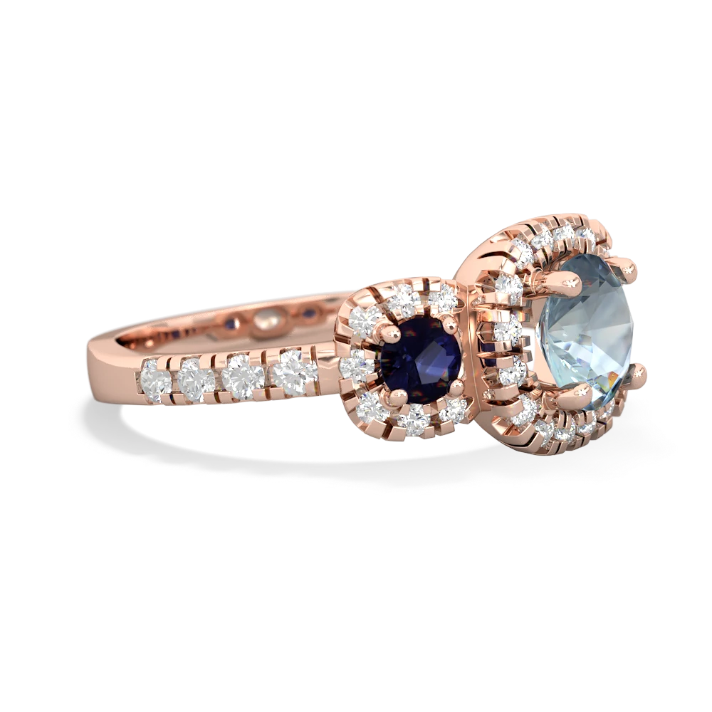 Aquamarine Regal Halo 14K Rose Gold ring R5350