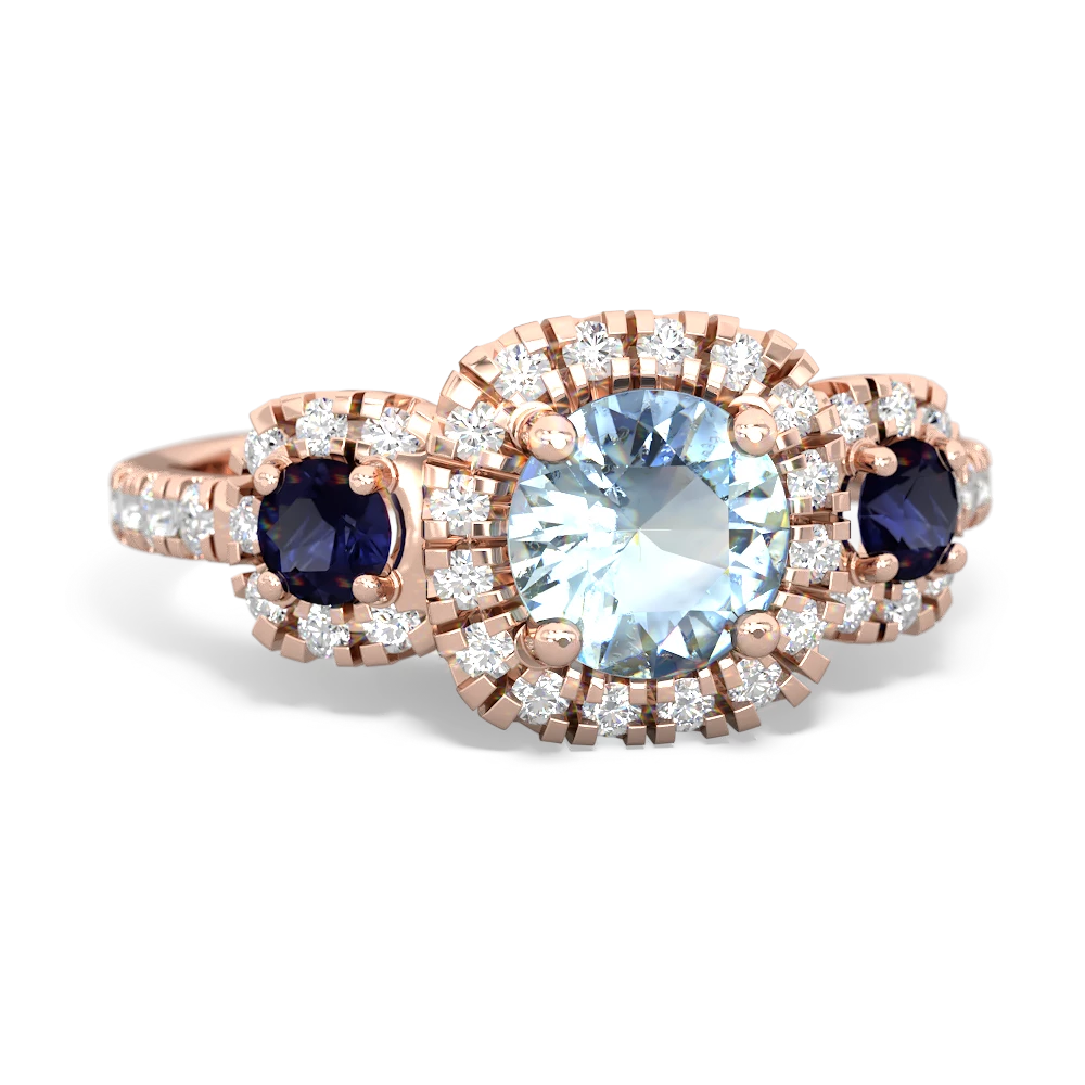 Aquamarine Regal Halo 14K Rose Gold ring R5350