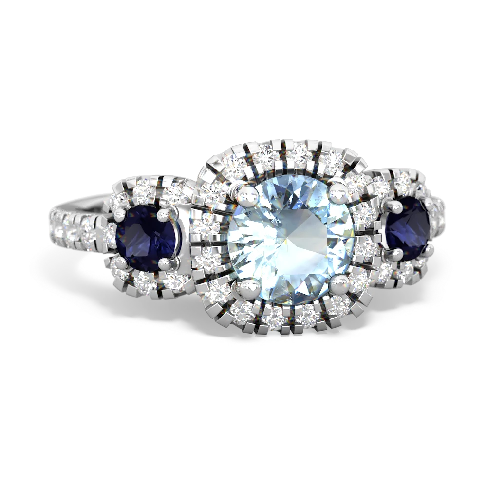 Aquamarine Regal Halo 14K White Gold ring R5350