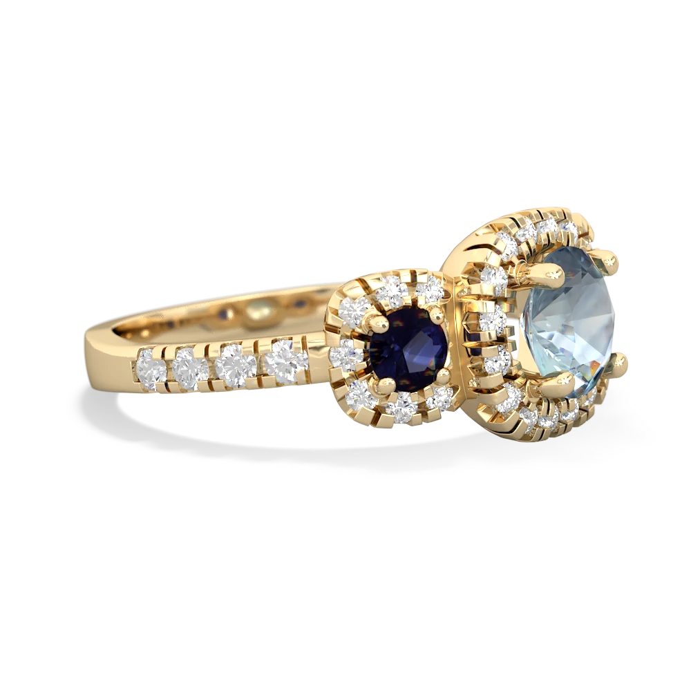 Aquamarine Regal Halo 14K Yellow Gold ring R5350