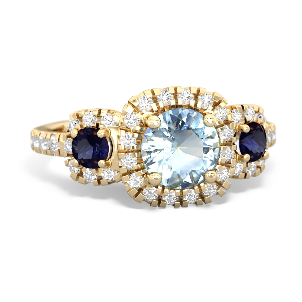 Aquamarine Regal Halo 14K Yellow Gold ring R5350